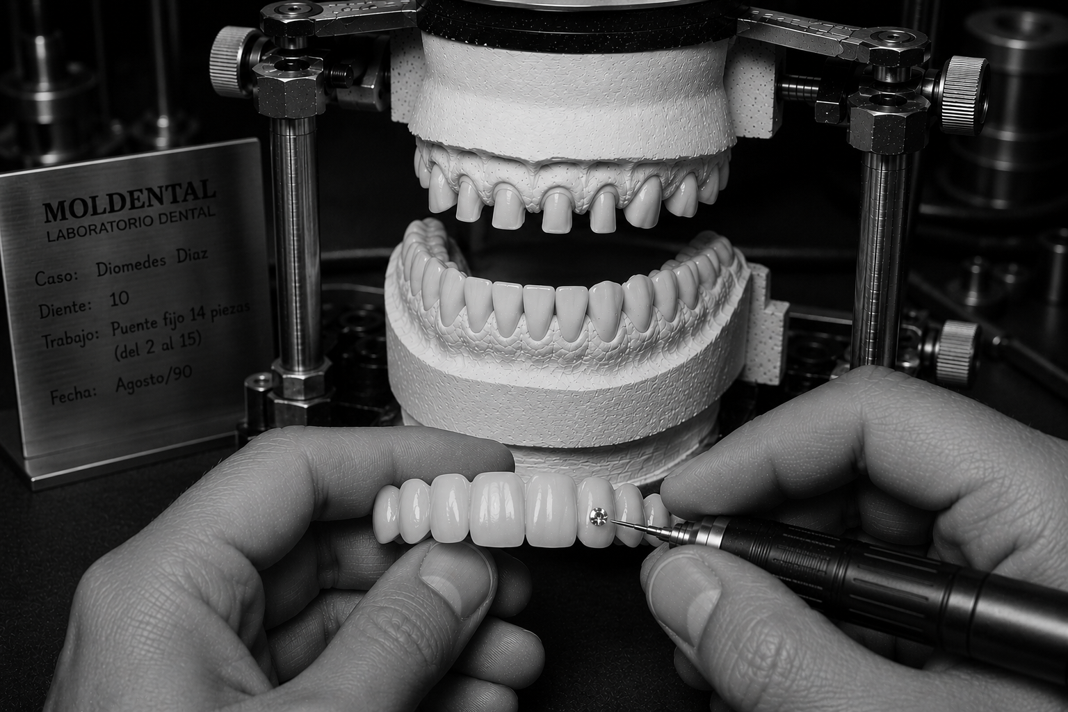 Caso clínico Diomedes Díaz — diamante incrustado en restauración dental